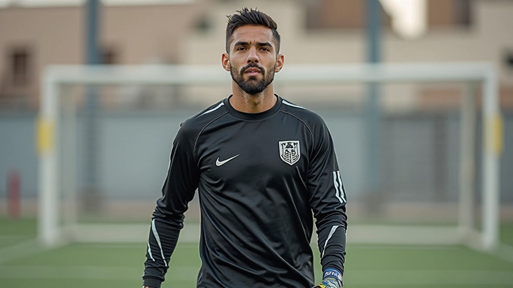 حارس مرمى احترافي يوضح التقنية الصحيحة للموضع والحفظ في بيئة تدريب احترافية