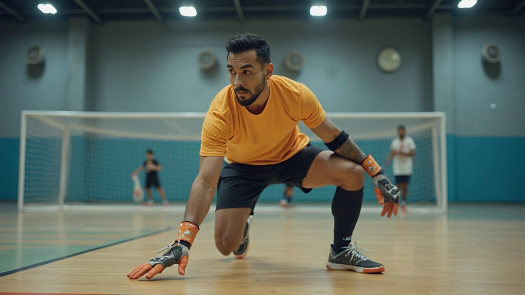 لاعب حارس مرمى شاب يتدرب على التقنيات المتقدمة